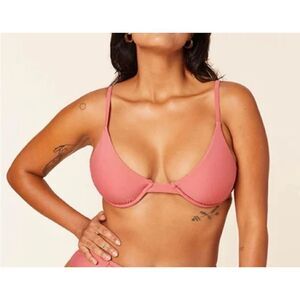 Andie Sicily Swim Bikini Top Pink Adjustable Straps Underwire Medium NWT‎ Beach